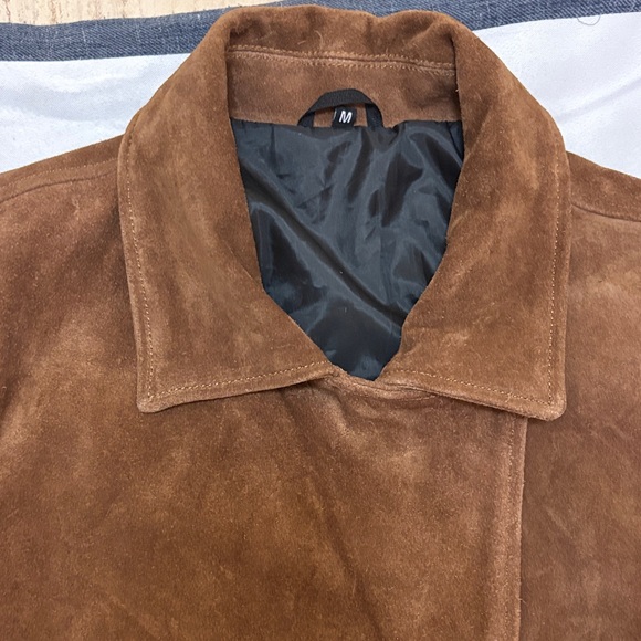 Brown Suede Double-Breasted Men’s  Coat Size M - Picture 13 of 14